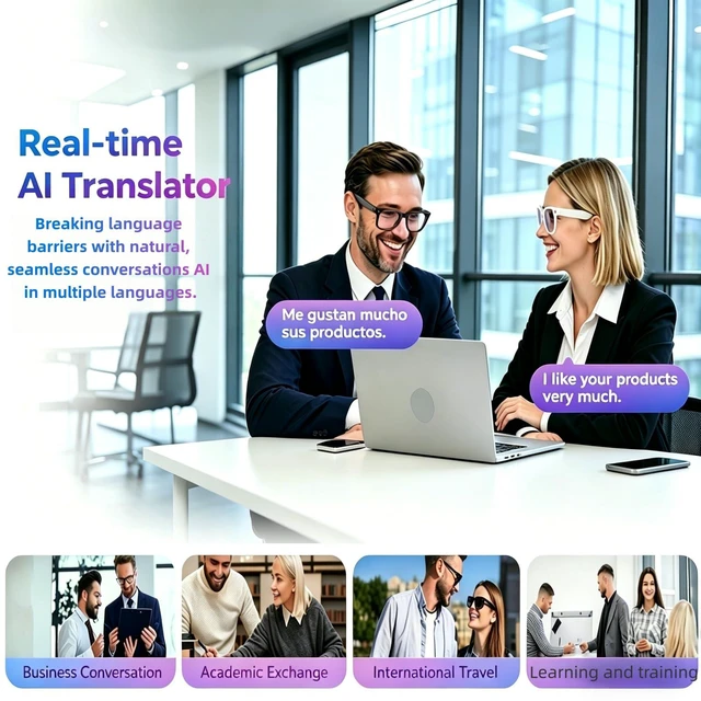 Alt view image 4 of 7 - AI Smart Glasses with Camera, 8MP & 4K, Black | Open Ear Audio, Real-time Translation & AI Recognition, UV400 Lens, IP65 Waterproof, For Runners, Skaters & Business users