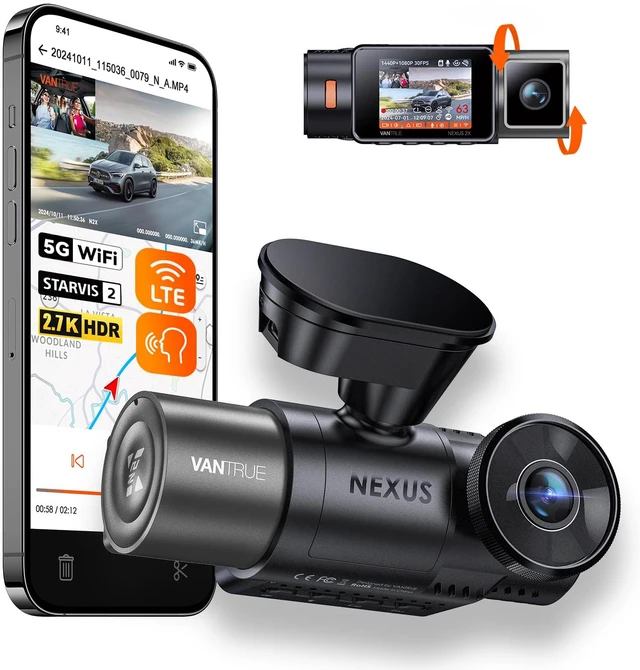 Main image of N2X 2.7K Dash Cam Front and Inside, 5G WiFi Dual Dash Camera for Car with HDR IR Night Vision, STARVIS 2, GPS, 2.5K/60FPS, G-Sensor, 24/7 Parking Mode, Voice Control, Support 512GB Max