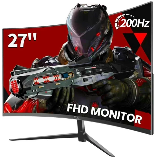 Main image of 27 Inch Curved Gaming Monitor 200Hz|180Hz|144HZ 1ms FHD 1080P Computer Screen FreeSync|130% sRGB|HDR|Low Blue Light|HDMI DP Ports|VESA Mount|Metal Stand