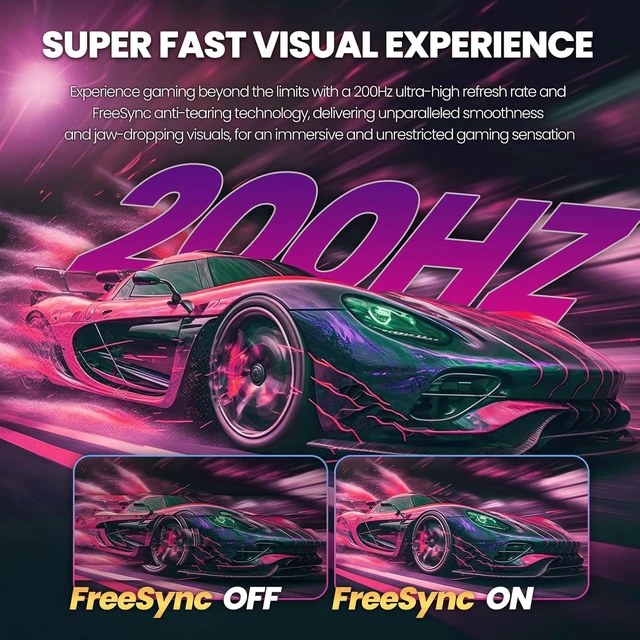Alt view image 5 of 7 - 27 Inch Curved Gaming Monitor 200Hz|180Hz|144HZ 1ms FHD 1080P Computer Screen FreeSync|130% sRGB|HDR|Low Blue Light|HDMI DP Ports|VESA Mount|Metal Stand