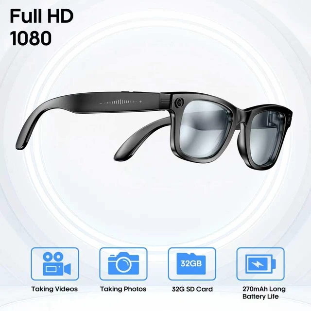 Alt view image 5 of 6 - AI Smart Camera Glasses for Men Women, 4K Photography,1080P HD Video Recording,Real-Time Translation, Open-Ear Audio,Voice Assistant, Lightweight (Black Frame-Blue Light Blocking Lens)