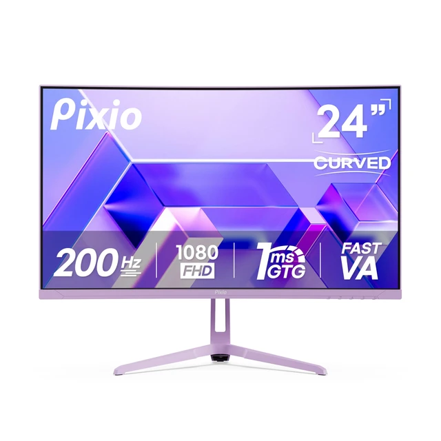 Main image of PXC248 Wave Purple 24 inch 200Hz Refresh Rate FHD 1080p Resolution 1500R Curve Fast VA Panel 1ms GTG Response Time Adaptive Sync HDR Curved Gaming Monitor