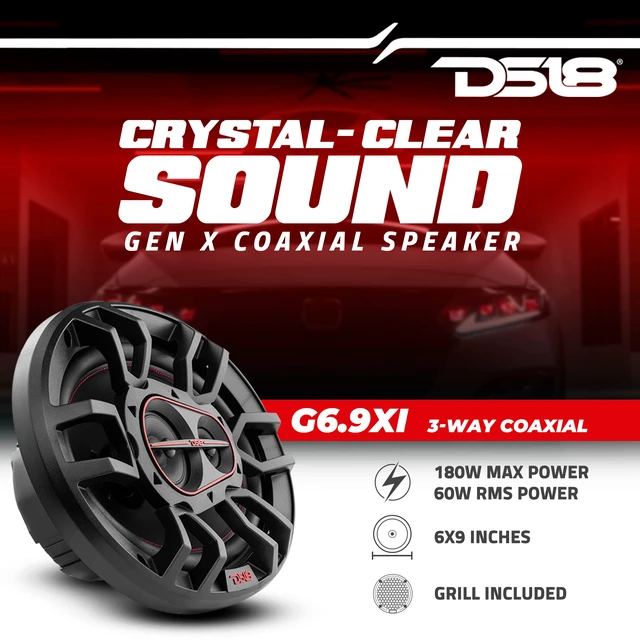 Alt view image 2 of 7 - G6.9Xi GEN-X 6x9 3-Way Coaxial Speakers 180 Watts 4-Ohm with Mylar Dome Tweeters - Grill Included - Full Range Speaker Great for Car Stereo Sound System - Pair