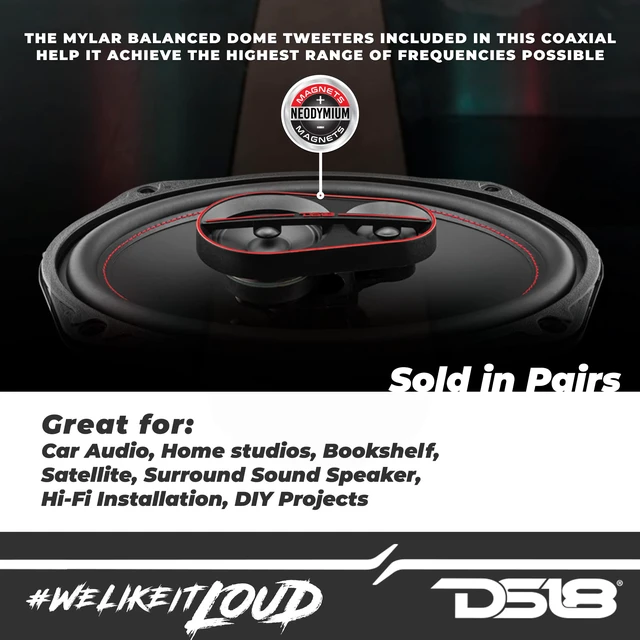 Alt view image 3 of 7 - G6.9Xi GEN-X 6x9 3-Way Coaxial Speakers 180 Watts 4-Ohm with Mylar Dome Tweeters - Grill Included - Full Range Speaker Great for Car Stereo Sound System - Pair