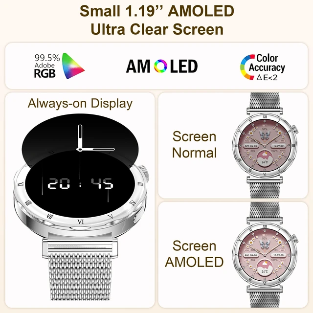 Alt view image 2 of 7 - Smart Watches for Women (Answer/Make Calls), 1.19" AMOLED Slim Smartwatch with Heart Rate/Sleep Monitor, 120+ Sport Modes Fitness Tracker with Bluetooth for iOS/Android, Silver