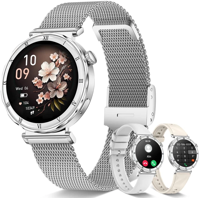 Main image of Smart Watches for Women (Answer/Make Calls), 1.19" AMOLED Slim Smartwatch with Heart Rate/Sleep Monitor, 120+ Sport Modes Fitness Tracker with Bluetooth for iOS/Android, Silver