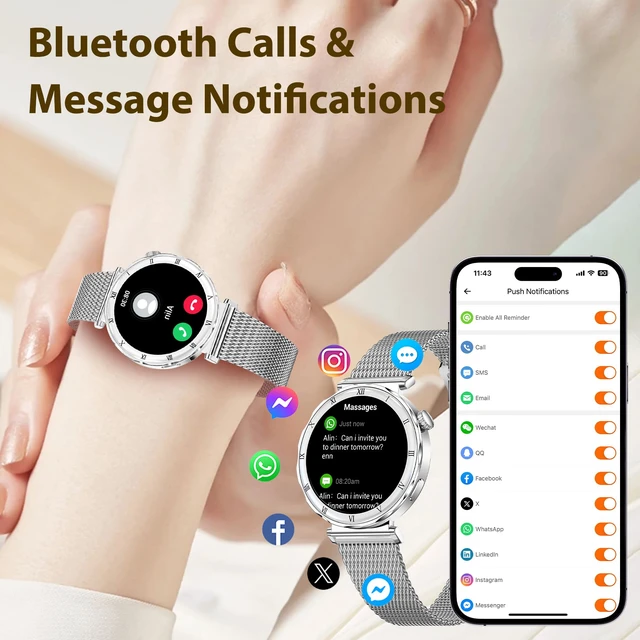 Alt view image 3 of 7 - Smart Watches for Women (Answer/Make Calls), 1.19" AMOLED Slim Smartwatch with Heart Rate/Sleep Monitor, 120+ Sport Modes Fitness Tracker with Bluetooth for iOS/Android, Silver