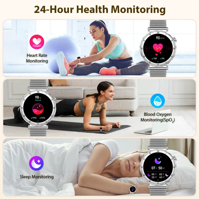 Alt view image 5 of 7 - Smart Watches for Women (Answer/Make Calls), 1.19" AMOLED Slim Smartwatch with Heart Rate/Sleep Monitor, 120+ Sport Modes Fitness Tracker with Bluetooth for iOS/Android, Silver
