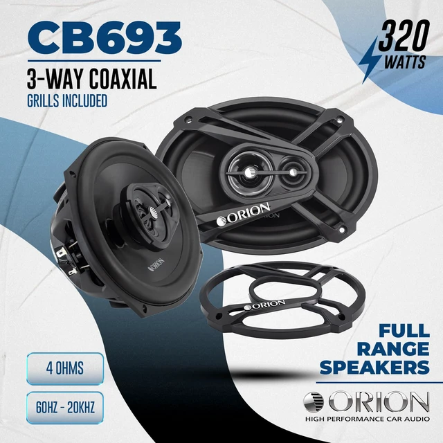 Alt view image 2 of 7 - Cobalt Series CB693 6x9 3-Way Coaxial Car Speakers, 320W, 4 Ohms, Full Range, Enhanced Bass, Polypropylene Cone & Butyl Rubber Surround, Easy Install, Grills Included (Pair)
