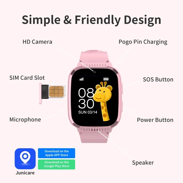 Alt view image 6 of 7 - 4G Kids Smart Watches Girls with GPS Tracker & Call Phone, Kids Watch for Girls Age 5-12 with SOS Calling, School Mode Parental Controls 12/24 Hr Text Message HD Video Call Voice Chat (Pink)