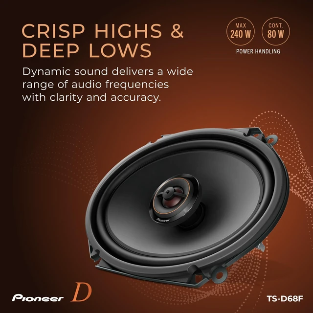 Alt view image 4 of 7 - D-Series TS-D68F 6 x 8 2-Way Speakers (Pair) 280W Max, Balanced Sound + Smooth Treble, Ideal Factory Upgrade, Add an Amplifier for Even Better Performance