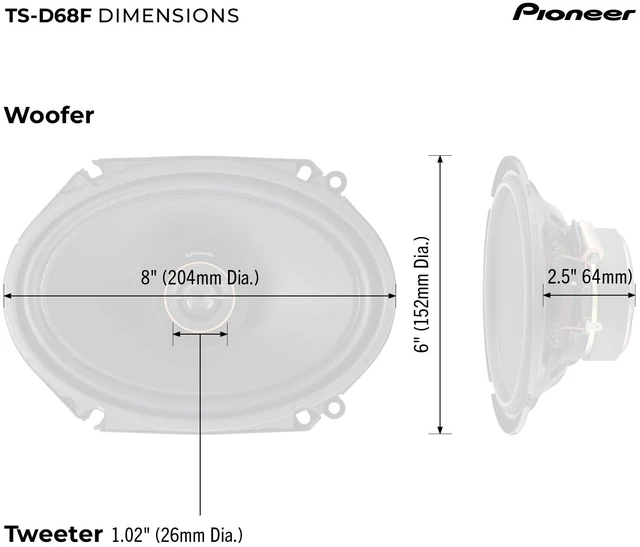 Alt view image 6 of 7 - D-Series TS-D68F 6 x 8 2-Way Speakers (Pair) 280W Max, Balanced Sound + Smooth Treble, Ideal Factory Upgrade, Add an Amplifier for Even Better Performance