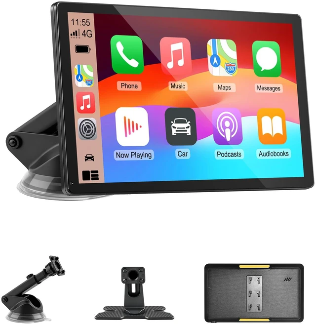Main image of CarPlay Screen for Car, 9'' Wireless CarPlay & Android Auto - Smart Portable Touchscreen with Bluetooth/FM, Mirror Link, Voice Control, GPS Navigation, Plug & Play Car Play Screen, Gold