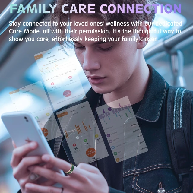 Alt view image 5 of 7 - Smart Health Ring for Women & Men,Fitness Tracker Ring,with Heart Rate,Sleep,Blood Oxygen, BloodPressure,HRV & Cycles,IP68 Waterproof,iOS/Android, No Subscription.(Green, 10)