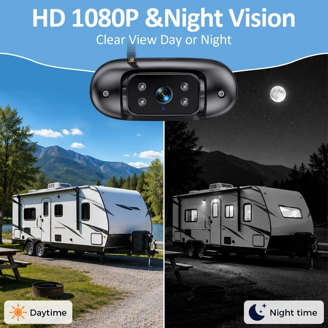 Alt view image 2 of 7 - HD 1080P RV Backup Camera Wireless Easy Install: Plug and Play 7'' DVR 4-Channels Split Screen for Furrion Pre-Wired RVs System - AI Motion Detection Rear View Camera Clear Night Vision to 32ft
