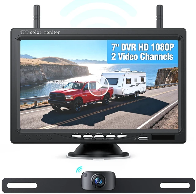 Main image of Wireless Backup Camera with 7 DVR Monitor for Trucks, 2 Channels, HD1080P Front/Rear View Camera with Night Vision, IP69K Waterproof, DIY Reserving Lines for Pickup, Car, Van, Trailer (AWTL7)