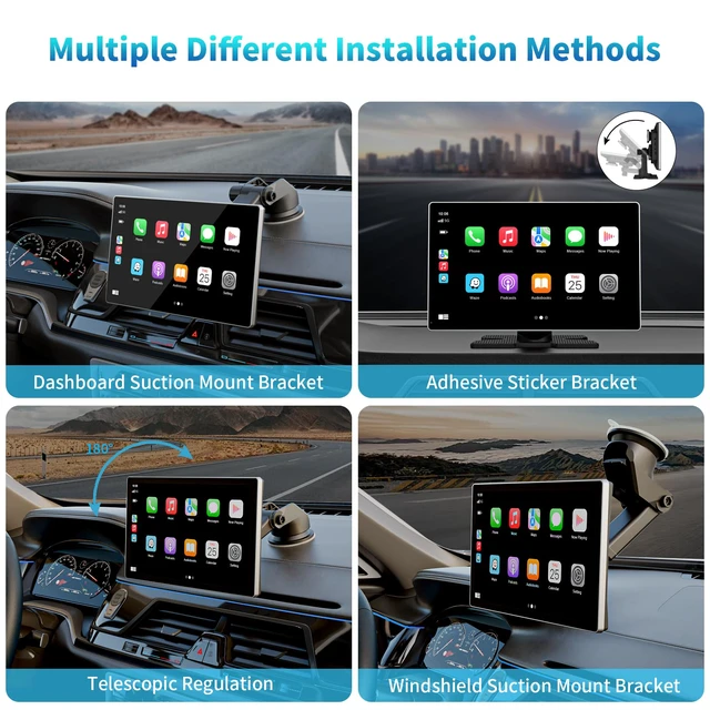 Alt view image 7 of 7 - Portable Apple Carplay Screen for Car, 9" Wireless Apple Carplay & Android Auto,4K Dash Cam,1080p Backup Camera DVR,Car Audio Receivers GPS Navigation Mirror Link, Bluetooth,FM, Siri