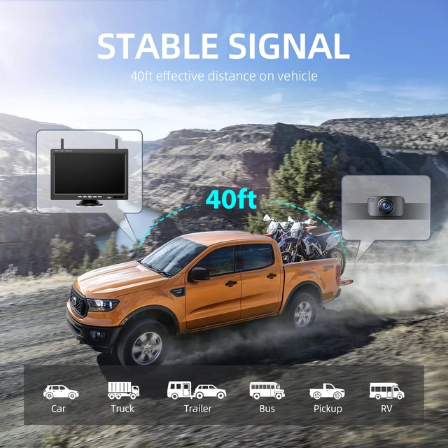 Alt view image 3 of 7 - Wireless Backup Camera with 7 DVR Monitor for Trucks, 2 Channels, HD1080P Front/Rear View Camera with Night Vision, IP69K Waterproof, DIY Reserving Lines for Pickup, Car, Van, Trailer (AWTL7)