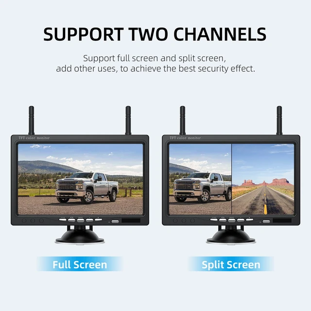 Alt view image 4 of 7 - Wireless Backup Camera with 7 DVR Monitor for Trucks, 2 Channels, HD1080P Front/Rear View Camera with Night Vision, IP69K Waterproof, DIY Reserving Lines for Pickup, Car, Van, Trailer (AWTL7)
