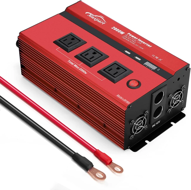 Main image of 2000w 12v Car Power Inverters for Vehicles Truck with USB Charging Port,12v DC to 110v AC Inverter Converter with 3 AC Outlets