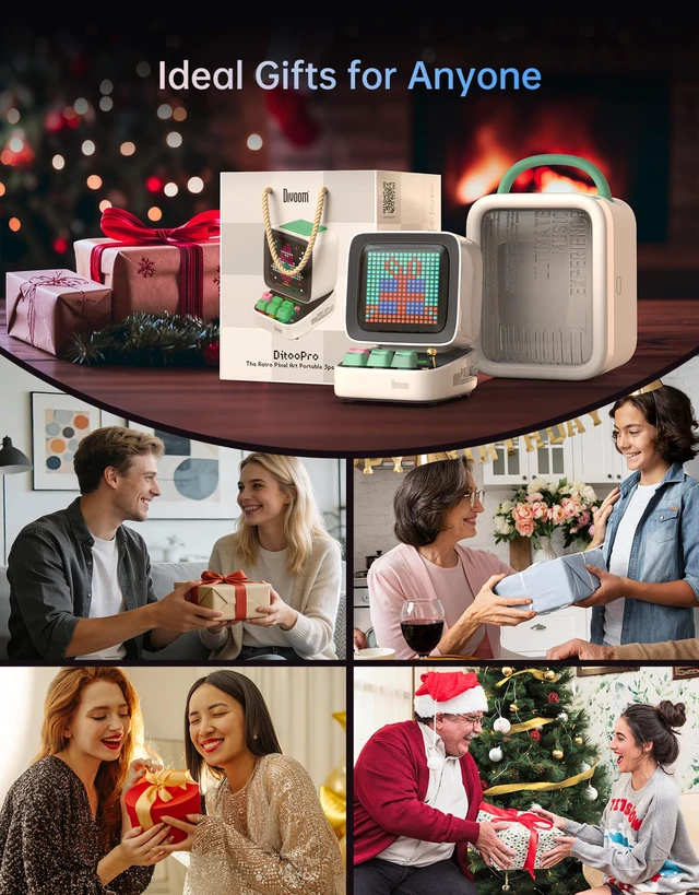 Alt view image 2 of 4 - Ditoo Pro Retro Pixel Art Game Bluetooth Speaker with 16X16 LED App Controlled Front Screen (White)