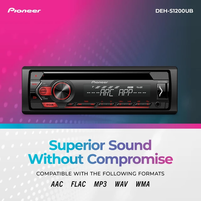 Alt view image 4 of 5 - DEH-S1200UB 1-Din CD Receiver USB, AUX, FLAC Playback, AM/FM Radio, 50W x 4 Output, MIXTRAX, Detachable Face, Preset EQ, Bass Boost, Remote Control Included