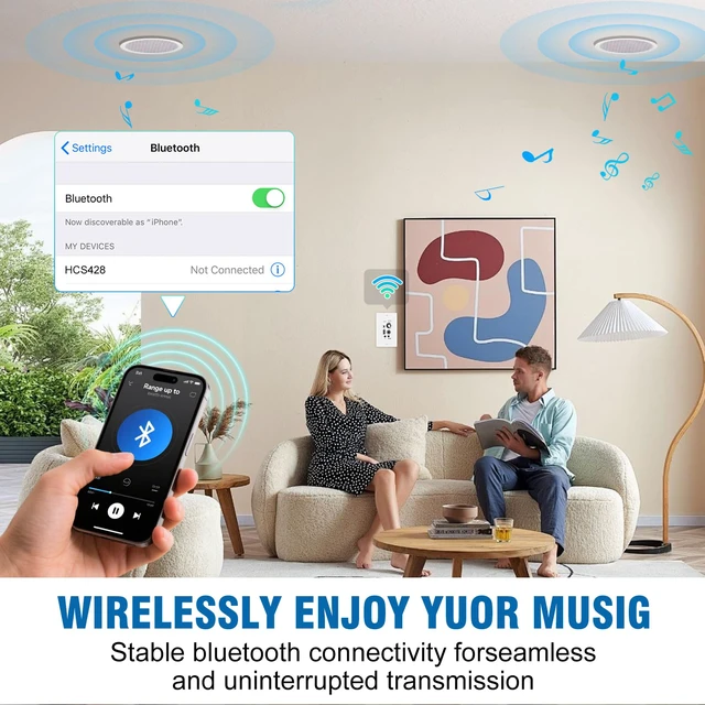 Alt view image 3 of 4 - 4'' Bluetooth in Wall in Ceiling Speakers 480W 2-Way Flush Mount Speakers System with Wall Amplifier Receiver for Home Theater Office (2 Pairs, Paintable-Grille)