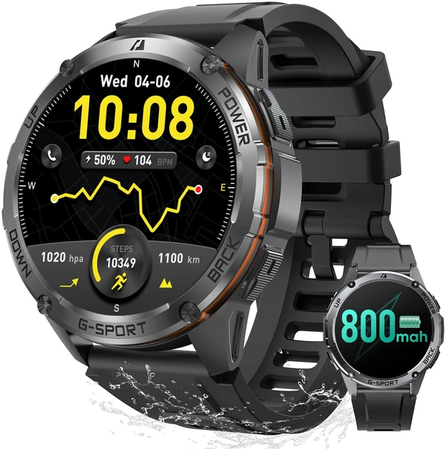 Main image of GPS Military Smart Watches for Men - Military Grade, 6-Satellite Positioning, 800mAh 30-Day Battery, 5ATM Waterproof Rugged Fitness Watch for Outdoor Tactical Use 1.43" AMOLED Rugged Fitness Watch