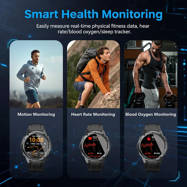 Alt view image 6 of 7 - GPS Military Smart Watches for Men - Military Grade, 6-Satellite Positioning, 800mAh 30-Day Battery, 5ATM Waterproof Rugged Fitness Watch for Outdoor Tactical Use 1.43" AMOLED Rugged Fitness Watch