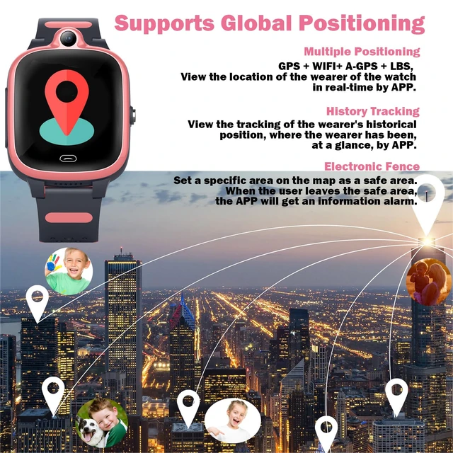 Alt view image 2 of 7 - Kids 4G GPS Smart Watch Video Phone Call SOS Real-Time Tracker Global,Call & Text,Kid-Safe,School Focus,Parental Controls,Emergency Alerts,Waterproof,Camera,Pedometer,Anti-lost,Geo-fence