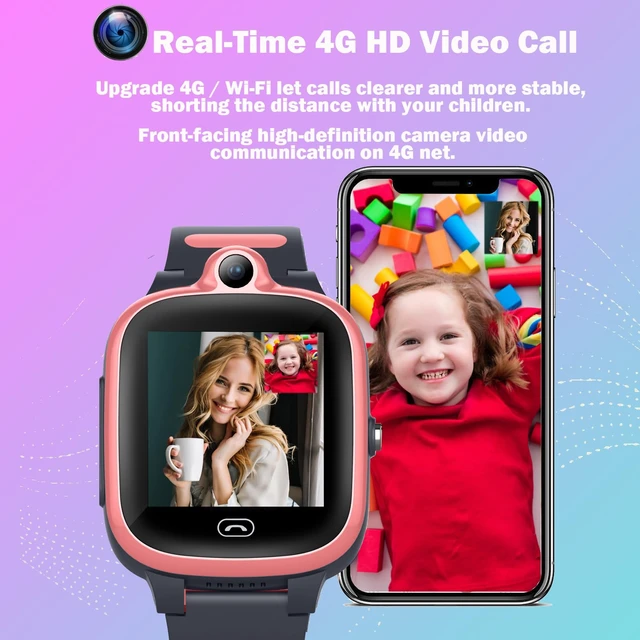 Alt view image 4 of 7 - Kids 4G GPS Smart Watch Video Phone Call SOS Real-Time Tracker Global,Call & Text,Kid-Safe,School Focus,Parental Controls,Emergency Alerts,Waterproof,Camera,Pedometer,Anti-lost,Geo-fence