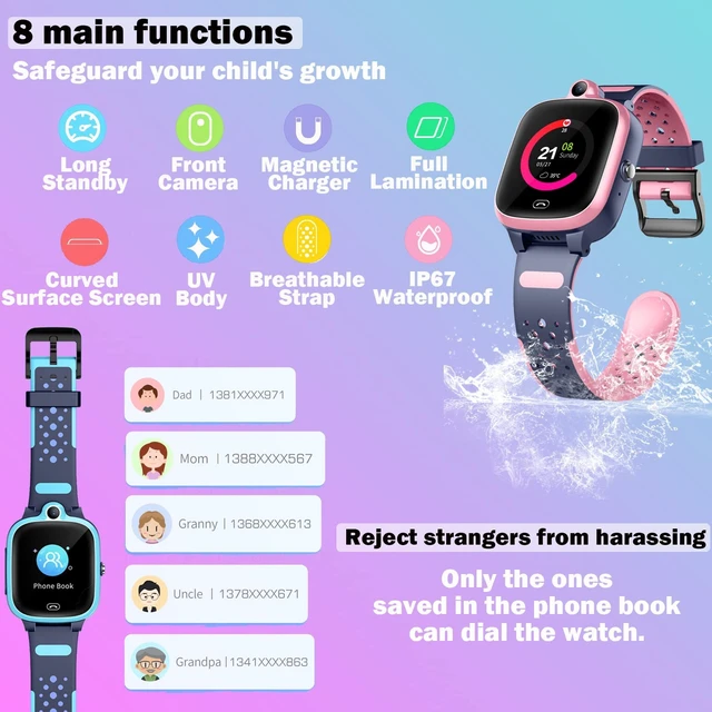 Alt view image 5 of 7 - Kids 4G GPS Smart Watch Video Phone Call SOS Real-Time Tracker Global,Call & Text,Kid-Safe,School Focus,Parental Controls,Emergency Alerts,Waterproof,Camera,Pedometer,Anti-lost,Geo-fence