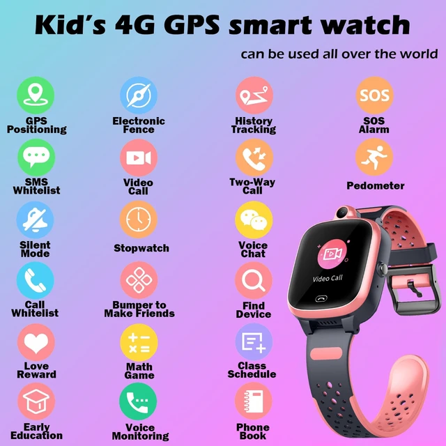 Alt view image 6 of 7 - Kids 4G GPS Smart Watch Video Phone Call SOS Real-Time Tracker Global,Call & Text,Kid-Safe,School Focus,Parental Controls,Emergency Alerts,Waterproof,Camera,Pedometer,Anti-lost,Geo-fence