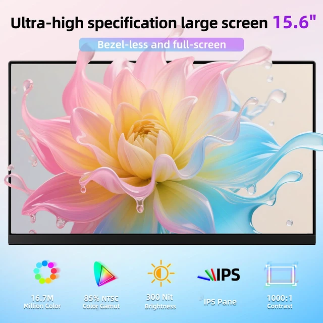 Alt view image 2 of 7 - Laptop Screen Extender Dual Monitor - 15.6" Portable Monitor Detachable IPS 1080P FHD 85% NTSC Travel Screen USB-C HDMI Port Compatible with Wins Mac Chrome Dex Fits 13-17" Laptops