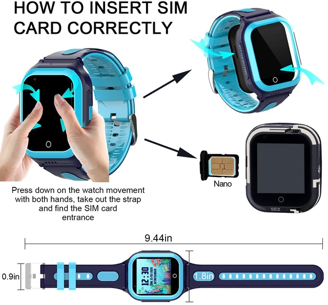 Alt view image 6 of 6 - Wonlex 4G Kids Smartwatch with SIM Card, 1.4" GPS Smart Watch for Kids, Boys Girls Phone Watch with Temperature HR BP Monitor, Video Calls, SOS, Camera, Pedometer, Alarm, Music Player(Blue)