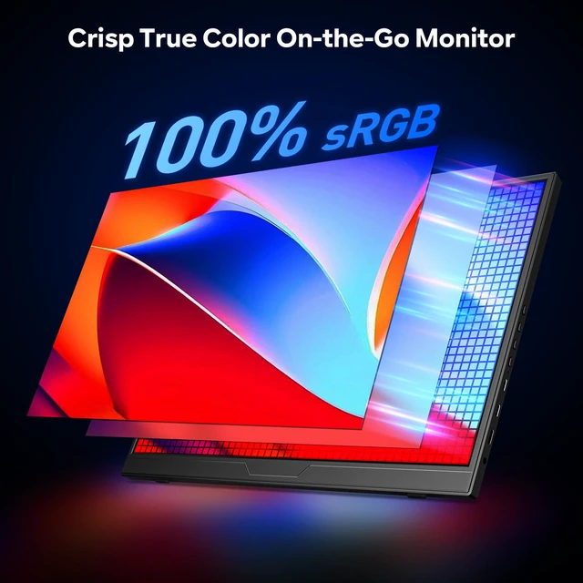 Alt view image 3 of 7 - 120Hz Portable Gaming Monitor 16" 1200P FHD 100% sRGB Portable Display with Adjustable Stand, USB-C & HDMI External Monitor & Travel Screen for Laptop Mac PC Phone Xbox PS5 Switch