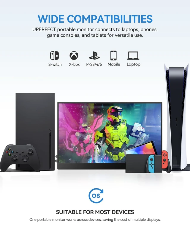 Alt view image 6 of 7 - 17.5" Portable Monitor 1920×1200 FHD 16:10 IPS 125% sRGB 400 nits USB-C & HDMI Laptop Extender with 180° Adjustable Stand, Travel Second Screen for MacBook, PC, Phone & Gaming