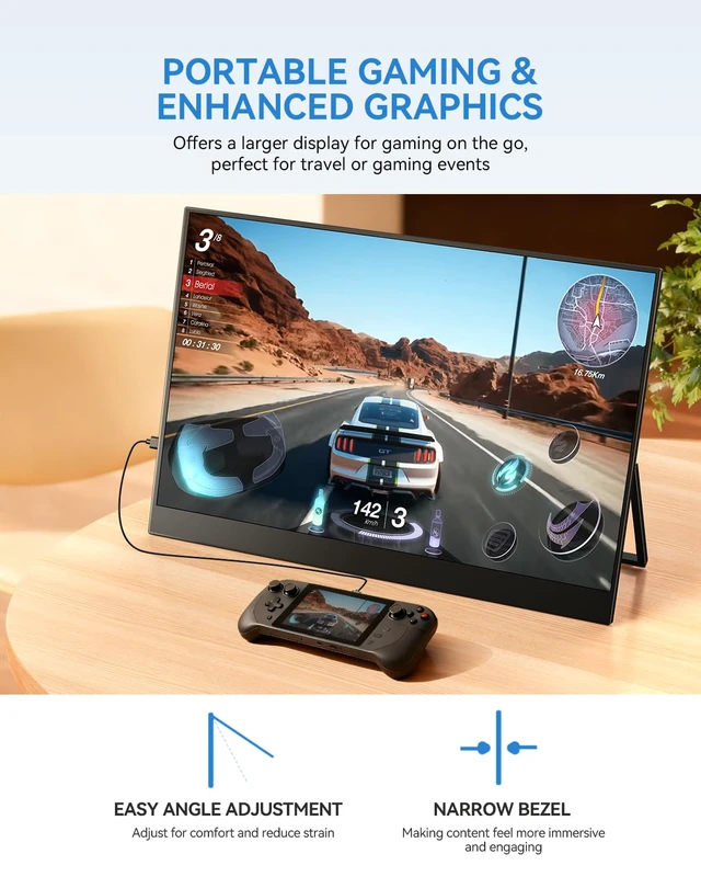 Alt view image 5 of 7 - 17.5" Portable Monitor 1920×1200 FHD 16:10 IPS 125% sRGB 400 nits USB-C & HDMI Laptop Extender with 180° Adjustable Stand, Travel Second Screen for MacBook, PC, Phone & Gaming