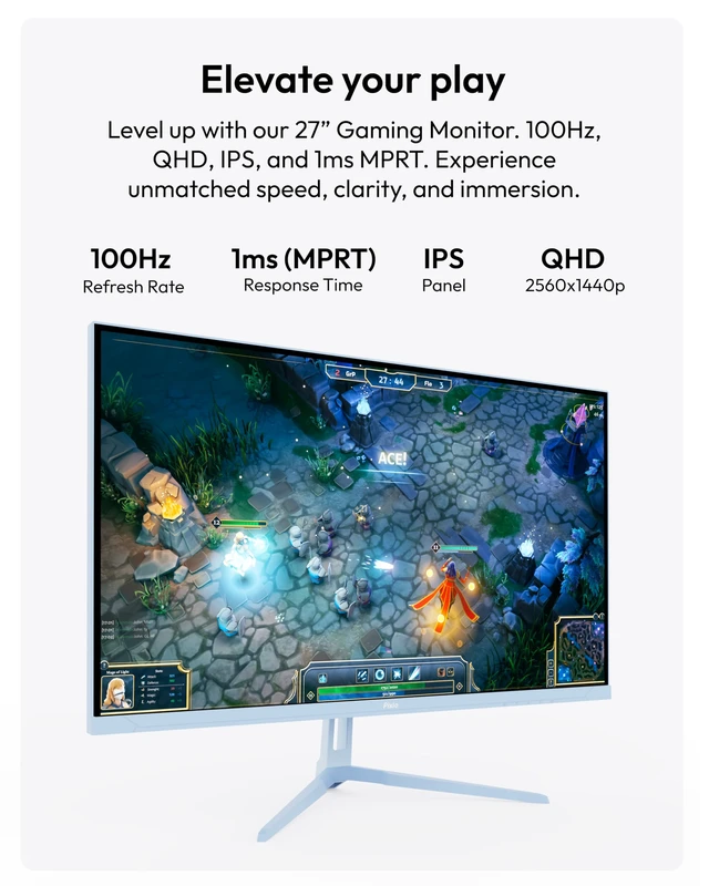 Alt view image 2 of 7 - PX275 Wave Blue 27 inch 100Hz Refresh Rate QHD 1440p Resolution IPS Panel 1ms MPRT Response Time Gaming Monitor with Adaptive Sync