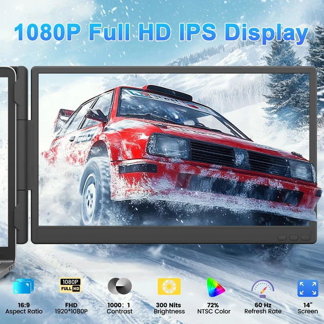 Alt view image 2 of 7 - Laptop Screen Extender, 14" FHD 1080P IPS Dual Laptop Monitor Extender, Portable Monitor Plug & Play USB-C/HDMI/USB-A for 13"-17" Laptops, Work with Windows/MacBook/Switch/PS5