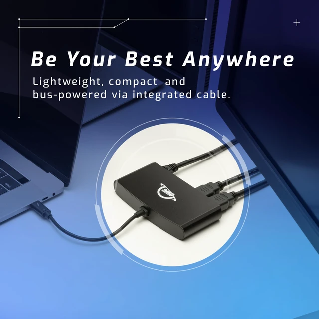 Alt view image 6 of 6 - Thunderbolt mini Dock, Bus-Powered 5-Port Multi-Adapter with Dual 4K HDMI, Dual USB, Gigabit Ethernet, Integrated 7.2-inch TB Cable, for TB (USB-C) Equipped Mac and PC