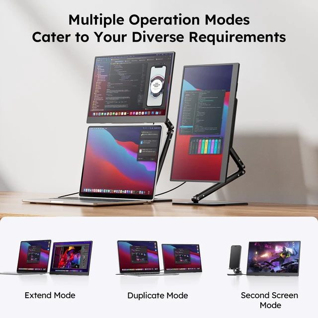 Alt view image 5 of 7 - Portable Monitor, 15.6" FHD 1080P IPS Travel Monitor for Laptop, Foldable Magnetic Stand & Carry Case Included, USB-C Screen Extender for Laptop Mac PC Phone Xbox PS4/5 Switch