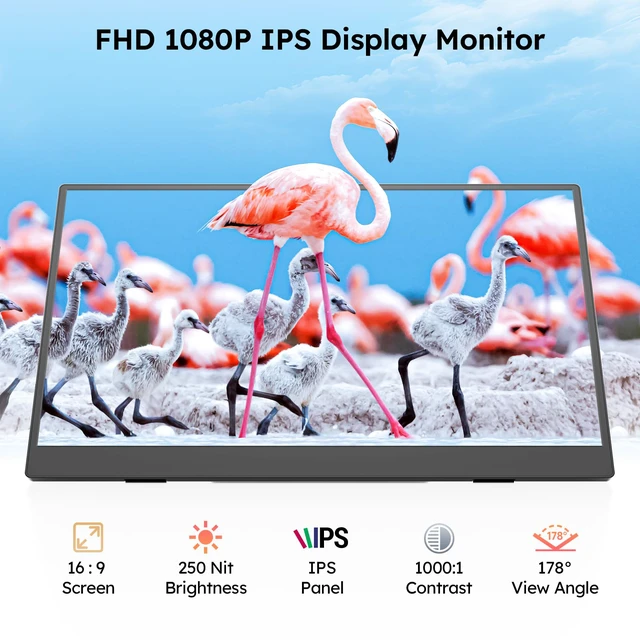 Alt view image 6 of 7 - Portable Monitor, 15.6" FHD 1080P IPS Travel Monitor for Laptop, Foldable Magnetic Stand & Carry Case Included, USB-C Screen Extender for Laptop Mac PC Phone Xbox PS4/5 Switch