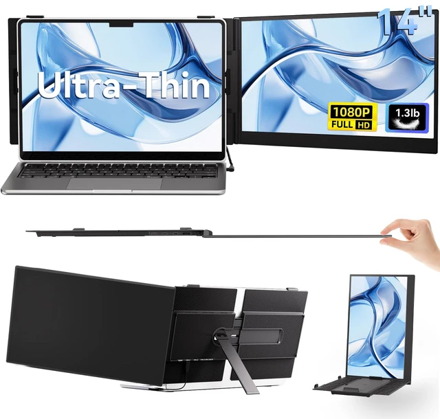 Main image of 14" Laptop Screen Extender, Ultra-Thin Ligthweight FHD 1080P IPS Portable Monitor, Travel Screen for Laptops 13-17.3" USB-C/HDMI Plug and Play for Windows/Mac/Android/PS5