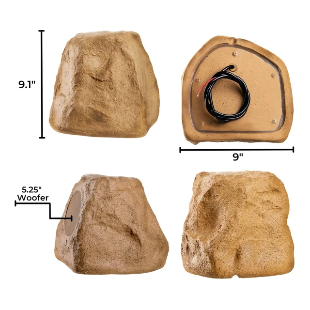 Alt view image 3 of 4 - 5.25" Wireless Bluetooth Outdoor Rock Speaker 120W Weather Resistant, Sandstone Canyon Brown - BTR-150
