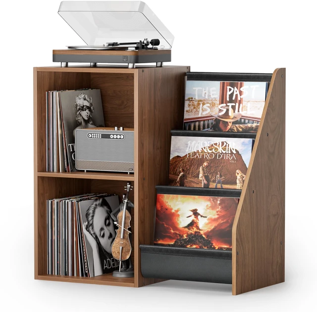 Main image of Record Player Stand,Turntable Stand with Vinyl Record Storage,Record Player Table with Vinyl Display Holder Shelf,Record Player Cabinet with 220 Albums Organizer,Media Console Cabinet for Stereo Audio