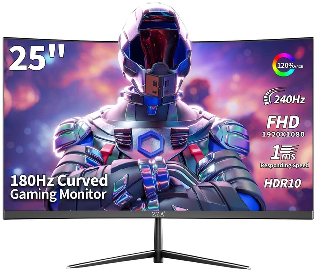 Main image of 25" Curved Gaming Monitor, 240Hz|144Hz FHD(1920 * 1080P) VA Screen Computer Monitor, Supports Freesync, 120% sRGB, Blue Light Filter,AMD Freesync, Wall Mountable Installs(HDMI 1.4/DP 1.2)