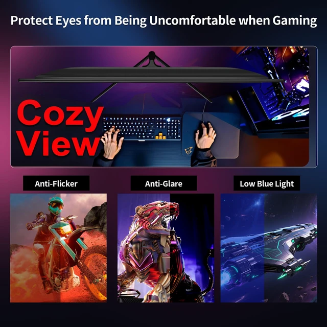 Alt view image 3 of 7 - 25" Curved Gaming Monitor, 240Hz|144Hz FHD(1920 * 1080P) VA Screen Computer Monitor, Supports Freesync, 120% sRGB, Blue Light Filter,AMD Freesync, Wall Mountable Installs(HDMI 1.4/DP 1.2)