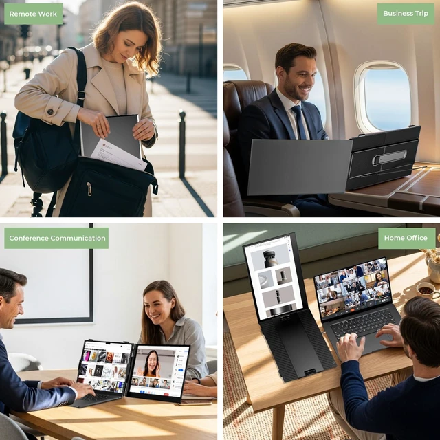 Alt view image 6 of 7 - Laptop Screen Extender, 14" FHD 1080P Lightweight Dual Portable Monitor 0.17" Ultra-Thin Travel Monitor, Fit 13"-17.3" Laptops, Plug and Play, Compatible with Windows/Mac/Android/Chrome/Switch