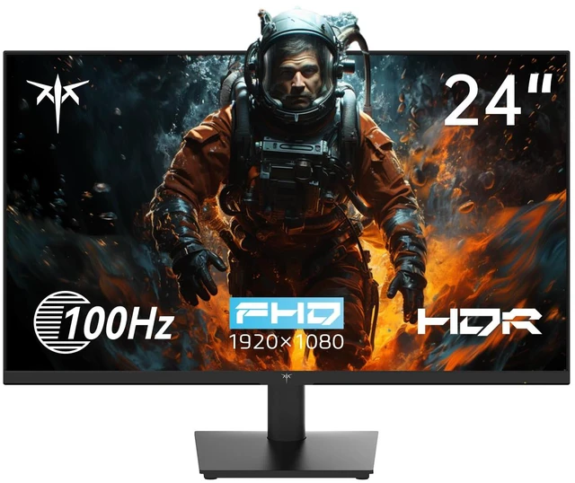 Main image of 24 Inch 1080P Full HD Computer Monitor, 100Hz HDR10 Frameless Gaming Monitor with Freesync, HDMI & VGA Ports PC Monitor for Working, VESA, Tilt Adjustable, Eye Care